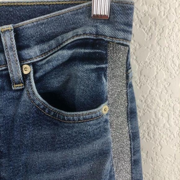 7 FAM Shimmer Stripe High Waist Ankle Luxe Muse Jeans Skinny Slim - Picture 7 of 10